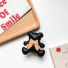 Leather stand - bow tie bear - black