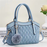 Foreign trade women's handbag new solid color soft leather vegetable blue bag large capacity simple foreign style mother bag one piece drop shipping