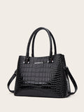 New 2023 Patent Leather Glossy Women's Handbag Women's Large Capacity Simple Versatile Casual Shoulder Bag Cross-Border Women's Bag