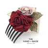 Flower hair comb burgundy
