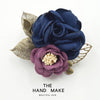 Flower brooch navy blue