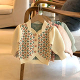 Girls knitted cardigan foreign style autumn 2022 new baby sweater coat baby middle and small children foreign style autumn clothing tide