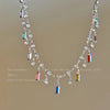 Iridescent tassel zirconia necklace