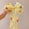 Yellow flower ribbon hair clip