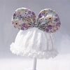 Single layer empty top white lace purple floral big bow / xs0-3 months (suitable for head circumference 36-40cm)
