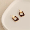 Temperament dripping oil cube earrings wine red