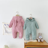 Baby jumpsuit autumn and winter loose lazy wind men and women baby clothes rabbit romper retro thick line sweater romper