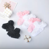 Children's cotton socks plush lace short tube socks cute pure white princess socks sweat-absorbing breathable girls socks baby socks