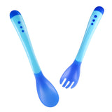 Factory direct sale baby temperature sensitive spoon and fork baby children's tableware temperature sensitive color changing soft head soup spoon feeding medicine spoon fork wholesale