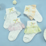 Girls socks butterfly flower decoration colorful lace socks colorful lace short tube socks children baby socks