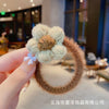 Coffee color circle + beige flower (plush hair circle)