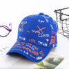 Graffiti alphabet royal blue / adjustable head circumference (50-54) suitable for 3-12 years old