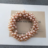 2#pearl braided hair tie-champagne color