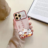 Large windows silicone-pink white mirror-lucky fortune / iphone 14
