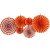 Orange striped paper fan flower / 40cm, 30cm, 20cm each 2