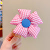 1# plaid flower ponytail clip - pink