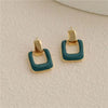 Temperament oil drop square earrings blue