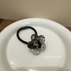 3# crystal transparent flower rubber band - black gray