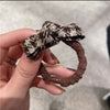 3# checkerboard bowknot hair tie-coffee color