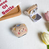 Flip mirror stand - plush ice cream bear head - light brown