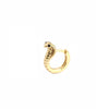 A golden snake earring with black eyes / copper