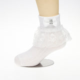 Children's lace socks autumn and winter combed cotton baby girls socks white lace princess big children's lace socks