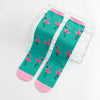 Green flamingo / one size socks length 40 3-12 years old
