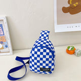 Children's chest bag cute checkerboard checkerboard single shoulder Messenger bag new kindergarten baby mini change small bag trendy