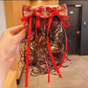 Red wig hairpin [gold ribbon] 2 packs