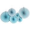 Blue striped paper fan flower / 40cm, 30cm, 20cm each 2