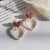 Retro wine red pearl heart