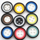 Factory direct sale four-eye two-color resin button baby clothing double-circle color cartoon shirt button