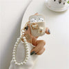 Headphone cover - flower bear - pearl chain with beauty head - apricot / airpods 1st generation/2nd generation