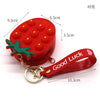 Small strawberry push coin purse keychain