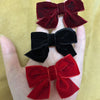 1# flocking bowknot hair clip - wine red 2 pieces