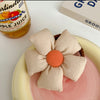 Fabric flower hair tie-off-white