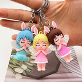 New Bunny Girl Keychain Cartoon Angel Rabbit Gift Sleeping Baby Doll Girl Bag Pendant Gift