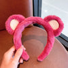 1#strawberry bear plush headband-dark red