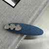 Sweet cool denim oval - light three hearts