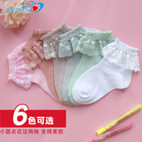 Children's socks spring and autumn thin cotton short tube socks for big children cute lace princess socks girls baby pure cotton socks
