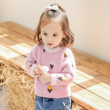 Baby girl mink fleece sweater autumn and winter 2022 new baby pullover warm clothes girls winter knitted tops