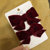 3# flocking bow hair clip - red 2 pieces