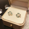 Green plaid grass stud earrings