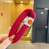 5#large fabric smiling face hairpin-red