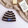 Blue label striped melon hat - black