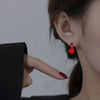 C02 water drop [acrylic red] gold stud earrings