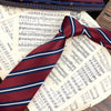 Wine red and white striped tie hand tied *8cm