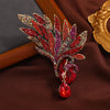 Nirvana phoenix large crystal brooch red