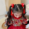 1# plush tassel bell rabbit hair clip-red 2pcs
