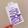 Cute four-piece hair clip set (purple individual packaging)
